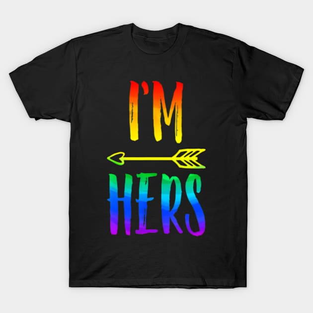 LGBT Pride I'm Her She's Mine Lesbian Couple T-Shirt by mason artist